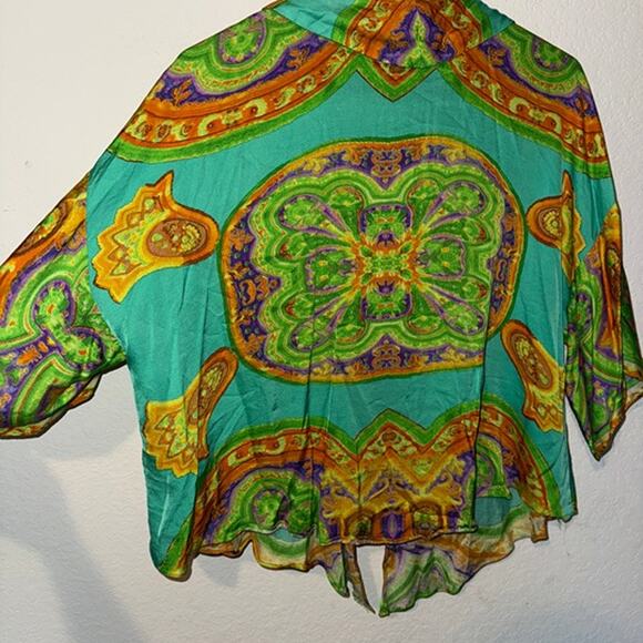 Zara Yellow and Green Paisley Top - Medium - Picture 3 of 5